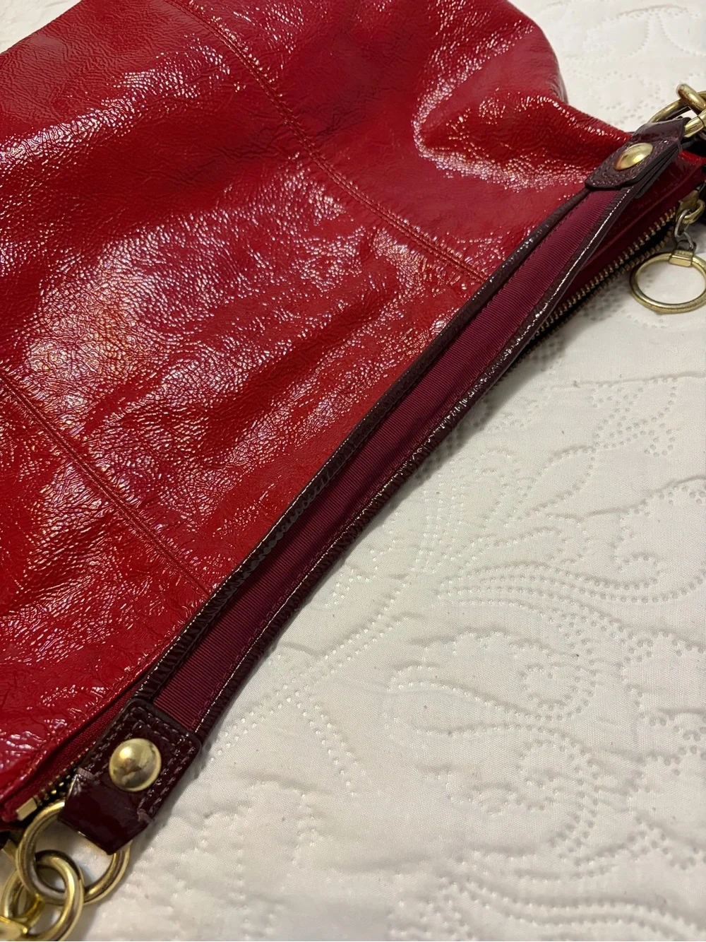 Coach Red Poppy Glam Double Pocket Hobo with Gold Hardware Y2K